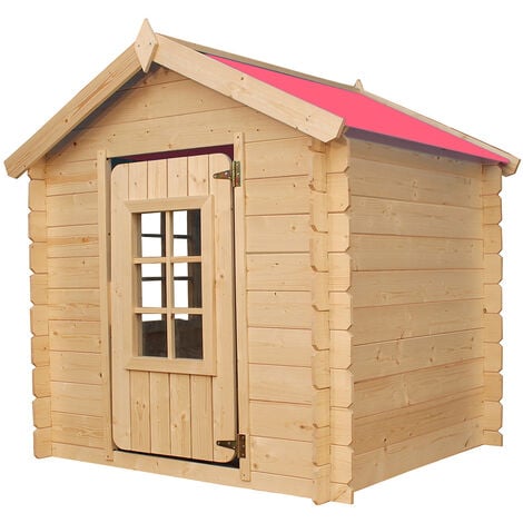 Casetta per bambini 1m2 - Casa da giardino per bambini - Tetto rosso –  L114xB111xA121cm - Casetta legno per bambini