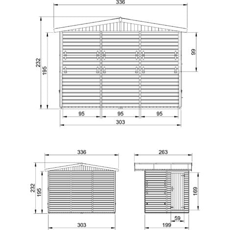 Capanno in Legno, Capanno Espositore in Legno, Chiosco in legno da giardino per bar, CINQUE FINESTRE esterne H232x336x263 cm/6 m2 Stand di vendita con bancone, TIMBELA M150B