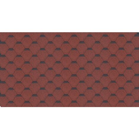 Tegole bituminose 3 m2 Hexagonal Rock H-RED, copertura bituminosa di colore rosso