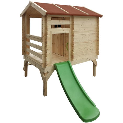 Casetta per bambini su palafitte, scivolo 1.1m2 - Casetta da giardino per  bambini - L182xB146xA205cm - Casa legno