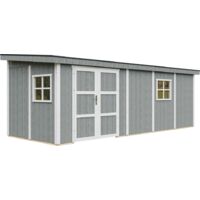Casetta da giardino di qualità premium 14,3 m² - H231x248x648 cm - Costruzione in pannelli LP Smartside - Senza pavimento e parete laterale - Timbela M941B-CAVERN STEEL