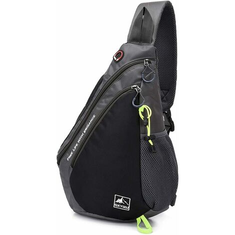 Léger Sac de Poitrine Sac d'Epaule Sling Bag Sacoche Sac Bandoulière pour Homme Femme pour École Voyage Randonnée Camping Excursion Cyclisme Équitation Durable Polyester NoirSac à outils