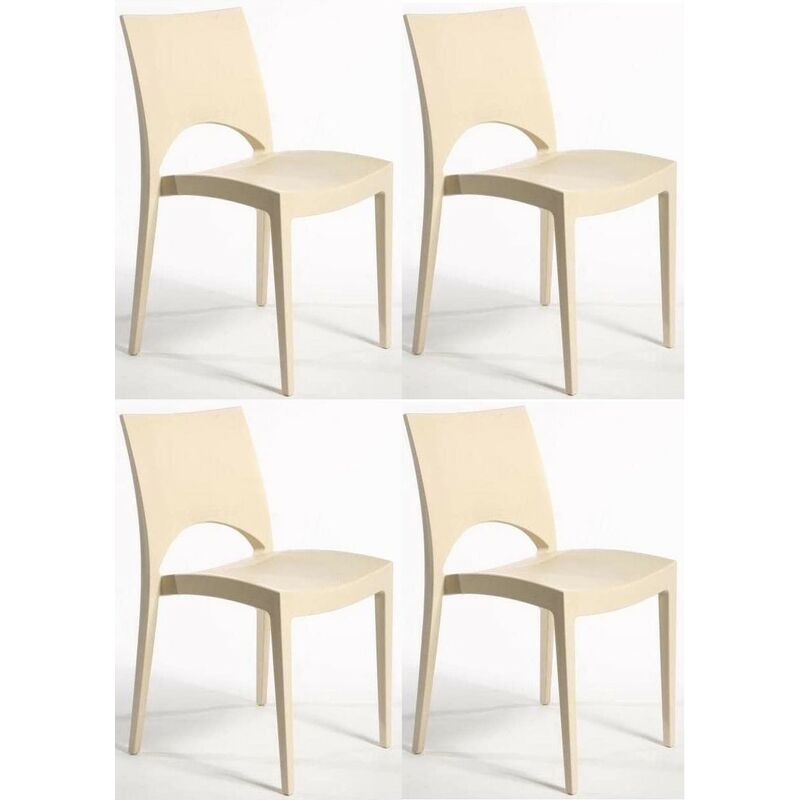 Set 4 Sedie Matrix Impilabili In Polipropilene Bianco | Per Interno Ed Esterno - Made In Italy - Foto 9