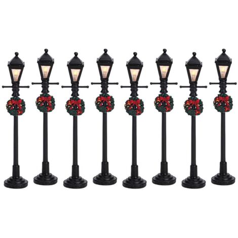 Lemax 4 Gas Lantern Street Lamp, Set Of 8 64500 villaggio di natale