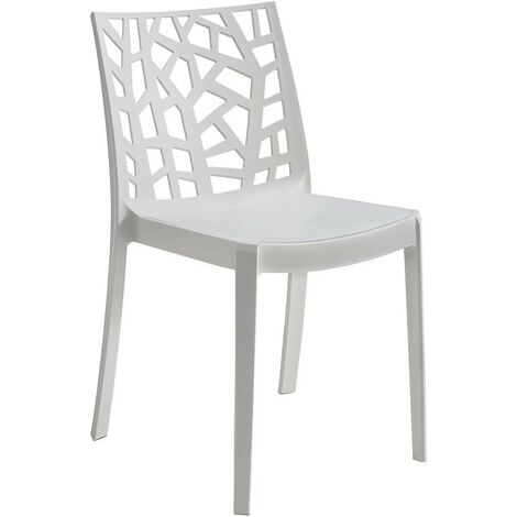 GLOUPIE Sedia Matrix In Polipropilene Bianco, Dim. 55 x 47 x 82 Cm, Peso 4 Kg, Per Interno Ed Esterno, Made In Italy,Impilabili