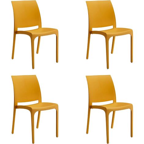 GLOUPIE Set 4 Sedie Volga In Polipropilene Senape,54x46x81Cm,Peso 3,5Kg,Per Interno/Esterno,Made In Italy,Sedie Impilabili (1/5)