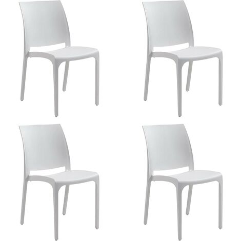 GLOUPIE Set 4 Sedie Volga In Polipropilene Bianco,54x46x81Cm,Peso 3,5Kg,Per Interno/Esterno,Made In Italy,Sedie Impilabili