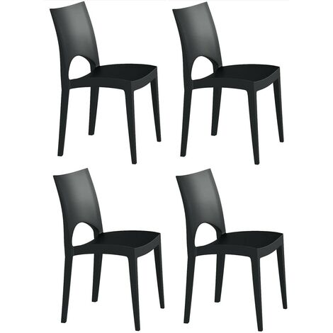 4 Sedie Paris Impilabili In Polipropilene Antracite - Per Interni Ed Esterni - Foto 7