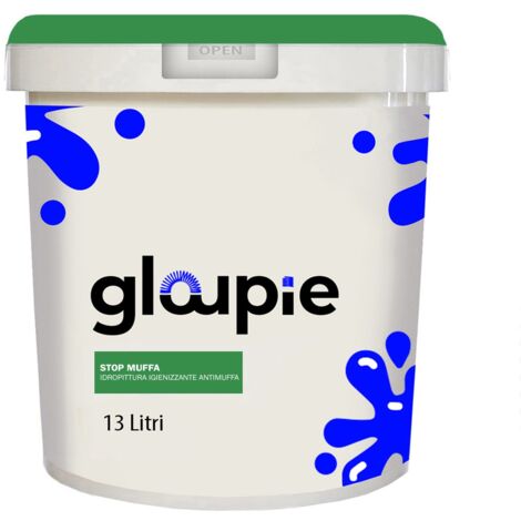 GLOUPIE STOP MUFFA Pittura All'Acqua Antimuffa Traspirante Per Pareti Per Tutti Gli Ambienti Interni 13 Lt Bianco Made in Italy