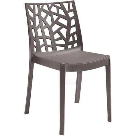 Set 6 Sedie Volga In Polipropilene - Design Moderno Impilabile Per Interni Ed Esterni | MADE IN ITALY, Colore Tortora - Foto 8