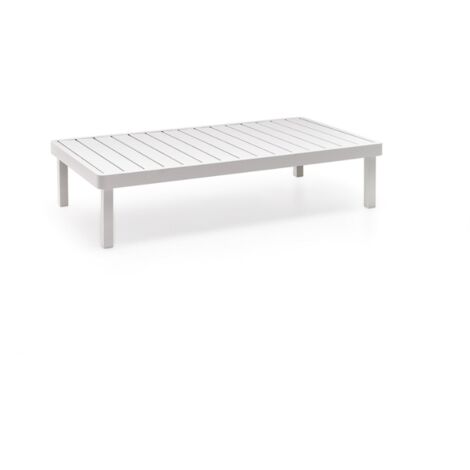 KLULK Tavolino Da Esterno Barbados Con Struttura In Alluminio Verniciato A Polvere Di Poliestere Bianca L 120 x P 75 x H 36 Cm (1/5)