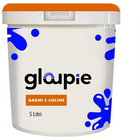 GLOUPIE BAGNI E CUCINE Pittura All'Acqua Traspirante Per Pareti Di Bagno E Cucina, 5 Litri, Bianco, Made In Italy (1/5)