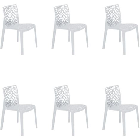 GLOUPIE Set 6 Sedie Tampa In Polipropilene Bianco, Impilabile, L 51 x P 52,5 x H 81 Cm, 100% Made In Italy (1/5)
