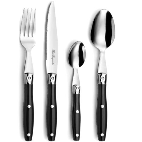 Set 24 Posate Linea Comptoir Color Nero Lou Laguiole In Acciaio Inox