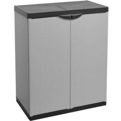 Armadio Basso Keter 68x39x90 Cm Grigio/Nero - 2 Ripiani Per Balcone, Garage - Foto 8