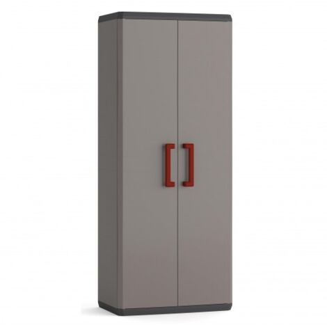 Armadio Alto Per Interni Ed Esterni In Resina Con 2 Ripiani Linea Quadra Grigio H 166 Cm