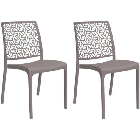 Gloupie Set 2 Sedie Ninfa in Polipropilene Taupe,Impinabili, 46x54x80 cm, peso 3,3 kg,Schienale a Forma di Ninfee,Made in italy (1/5)