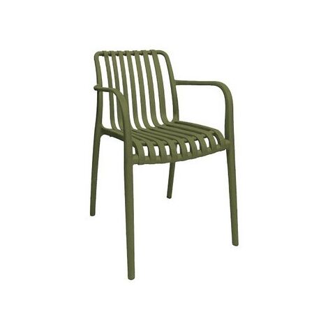 Poltrona In Propilene Nives Verde 56x42x81 cm,Design Moderno, Portata 120 kg,Impinabili