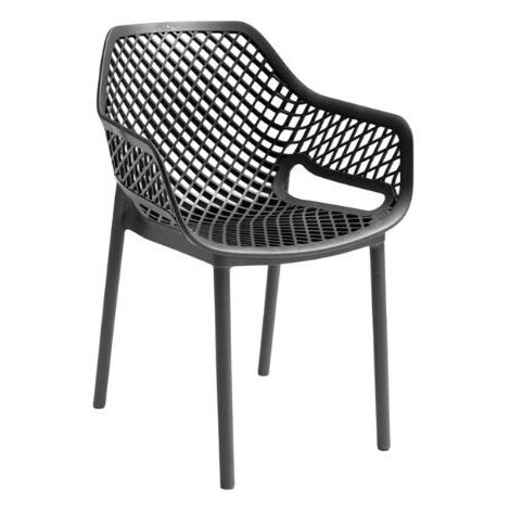 Gloupie Poltrone Aria in Polipropilene Nero, Impilabile,58x60x82 cm, 3,8 kg, Schienale Ergonomico, Made in Italy (1/5)
