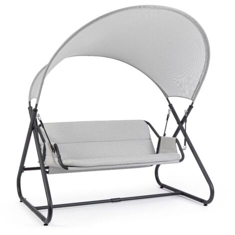 Gloupie Dondolo 2 Posti Sunny,Struttura in Acciaio Grigio/Antracite,166x145x190 cm,Tettuccio Regolabile,Cuscini Non Sfoderabili