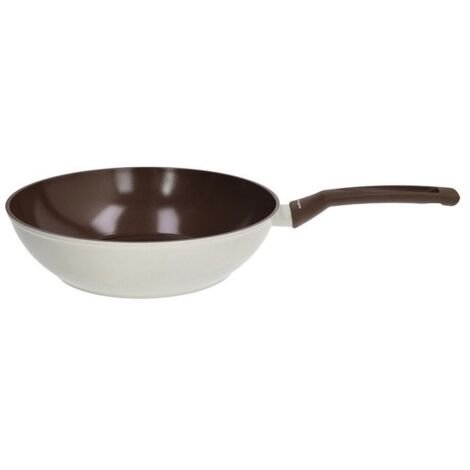 Wok con Manico 28 cm in Alluminio Beige-Marrone – Linea Sintonia