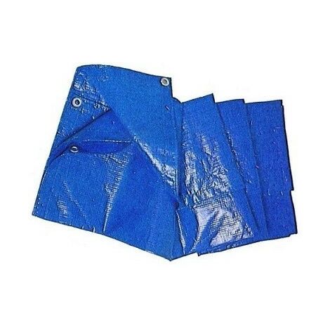 Telo occhiellato pesante 200 g/m2, telone blu ideale per copertura piscina,  copritutto protettivo impermeabile per esterni m 4x6