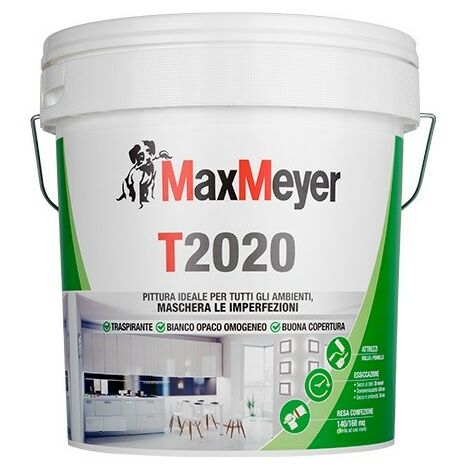 Pittura murale t2020 max mayer bianco copertura imperfezioni 4 lt  idropittura