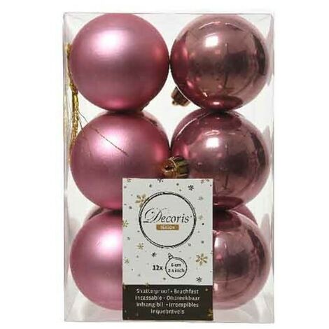 Decoris box 12 sfere rosa velluto 60 mm 022002