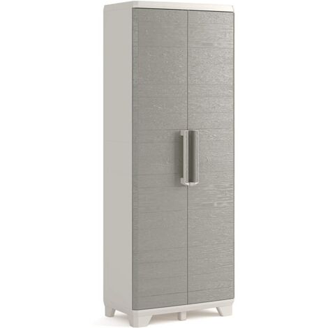 Keter Linear Wood Armadio Portascope Grigio Porte Imitazione Legno 68x39x173H cm