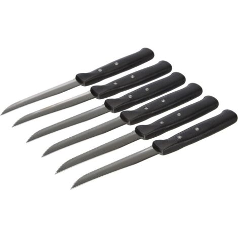 Kaimano ACC0553 Coltelli Bistecca, Acciaio Inossidabile, Nero, 6 unità