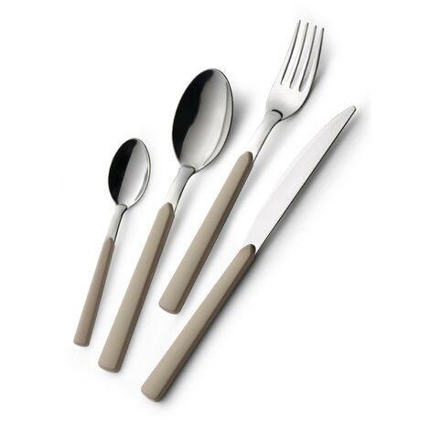GLOUPIE Set 24 Posate Loft Sabbia Per 6 Persone in Acciaio Inox e Manico In ABS Made In Italy Lavabili In Lavastoviglie (1/5)