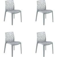 GLOUPIE Set 4 Sedie Tampa In Polipropilene Grigio Perla, Impilabile, L 51 x P 52,5 x H 81 Cm, 100% Made In Italy