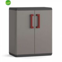 Armadio Basso Per Interni Ed Esterni In Resina Con 2 Ripiani Linea Quadra Grigio H 90 Cm
