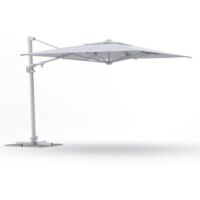 Ombrellone Retrattile 3x4 m Decentrato in Alluminio Bianco con Inclinazione Multi-Posizione e Rotazione 360°