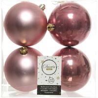 Decoris box 4 sfere rosa velluto 100 022240