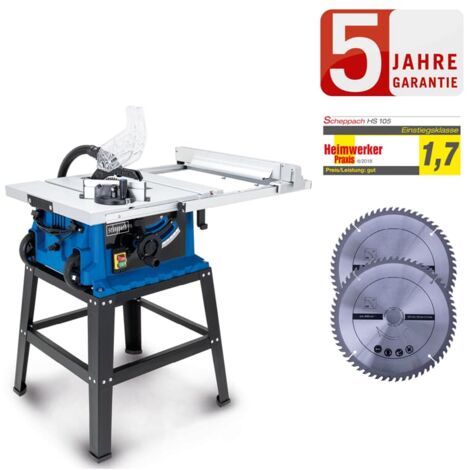 Scheppach Tischkreissäge HS105 2000W Schnitthöhe 75mm +Untergestell, 2.Sägeblatt