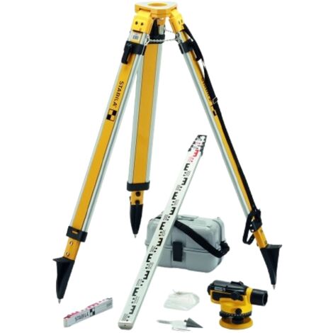Stabila Optisches Nivellier OLS 26, Baustativ BST-S 8-teiliges Set inkl. Zubehör
