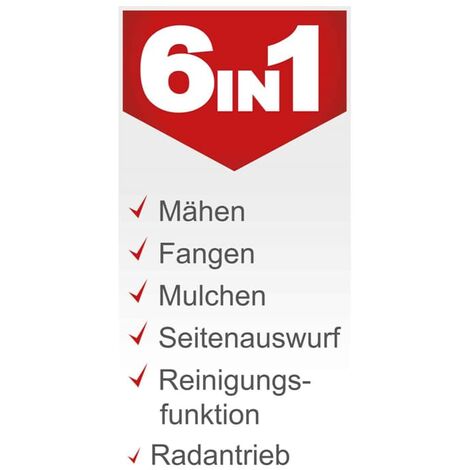 Scheppach Benzin Rasenmäher MS225-53 6PS 6in1 mit Antrieb Breite 53cm