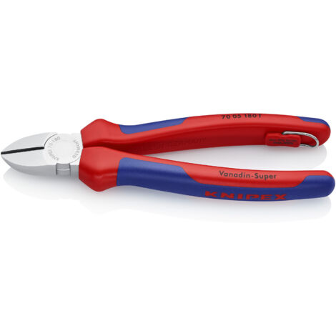 KNIPEX Seitenschneider, verchromt, mit Mehrkomponenten-Hüllen, 2K-Griff, Länge: 70 05 180 T 180mm