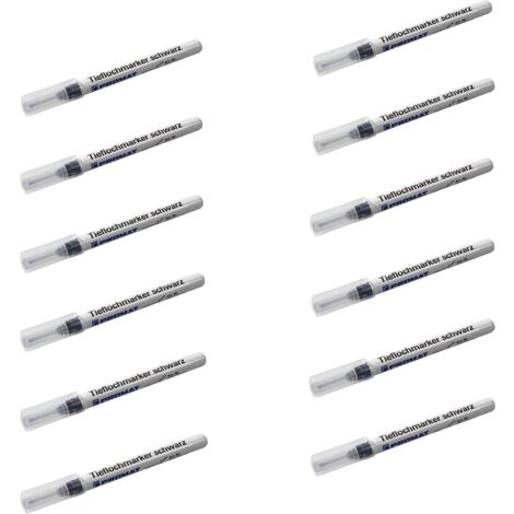 Promat Tieflochmarker schwarz 1 mm Rundspitze dünne Spitze 20mm wasserfest 12Stk (1/3)