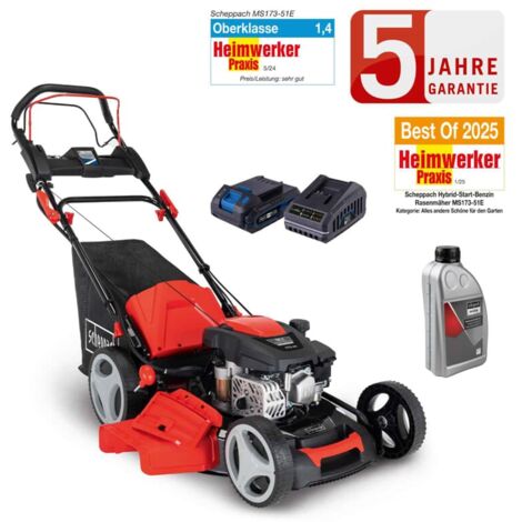 Scheppach Benzin Rasenmäher MS173-51E -4,1PS- Radantrieb Hybrid-Start + Öl