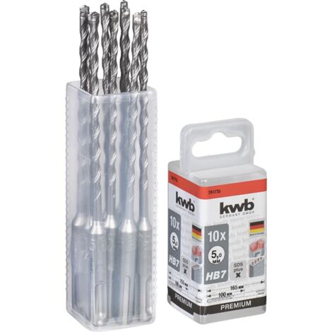 KWB HB7 SDS Plus X Hammerbohrer, 165/100 mm, Ø 5 mm, 10 Stück
