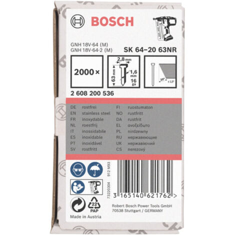Bosch Senkkopf-Stift SK64 20NR 63 mm Edelstahl (2000 Stk)