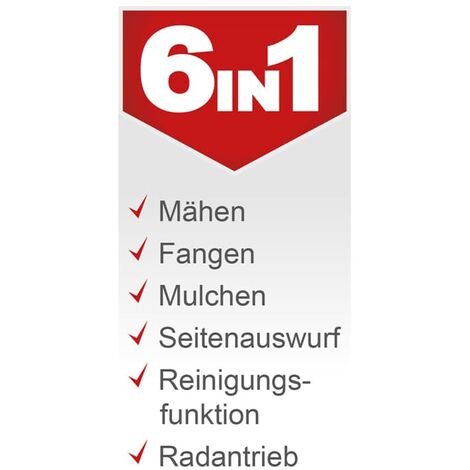 Scheppach Benzin Rasenmäher MS161-46 3,5PS 6in1 mit Antrieb Breite 46cm 0,6 L Öl