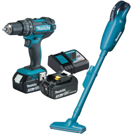 Makita Akku Kombo Kit 18V DLX2422 DHP482 + DCL181F + 2 Akkus Ladegerät + Zubehör