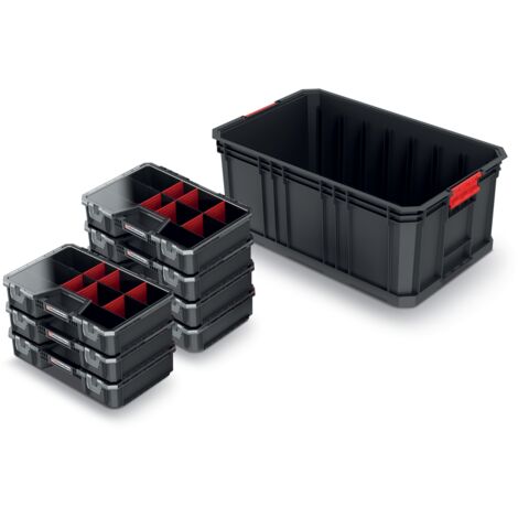 Kistenberg Sortimentskasten Set Kleinteilemagazin Box Modular Solution Korb 7tlg, Version: KMS553520R7, 520 x 329 x 210