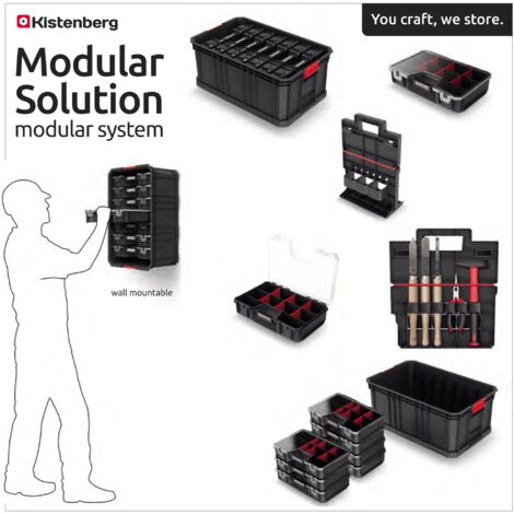 Kistenberg Sortimentskasten Set Kleinteilemagazin Box Modular Solution Korb 7tlg, Version: KMS553520R7, 520 x 329 x 210