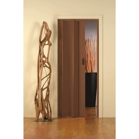 PORTA A SOFFIETTO IN PVC NOCE MARRONE DA INTERNO CON MANIGLIA