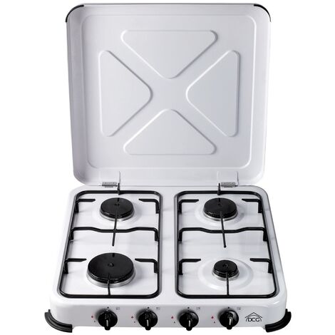 Kasart Fornello A Gas GPL 4 Fuochi 49x50x11 Cm Colore Bianco - JK-004C-CE