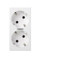 Base de enchufe schuko doble 16 A 250V~ con dispositivo seguridad, led y  embornamiento a tornillo blanco Simon 500 Cima